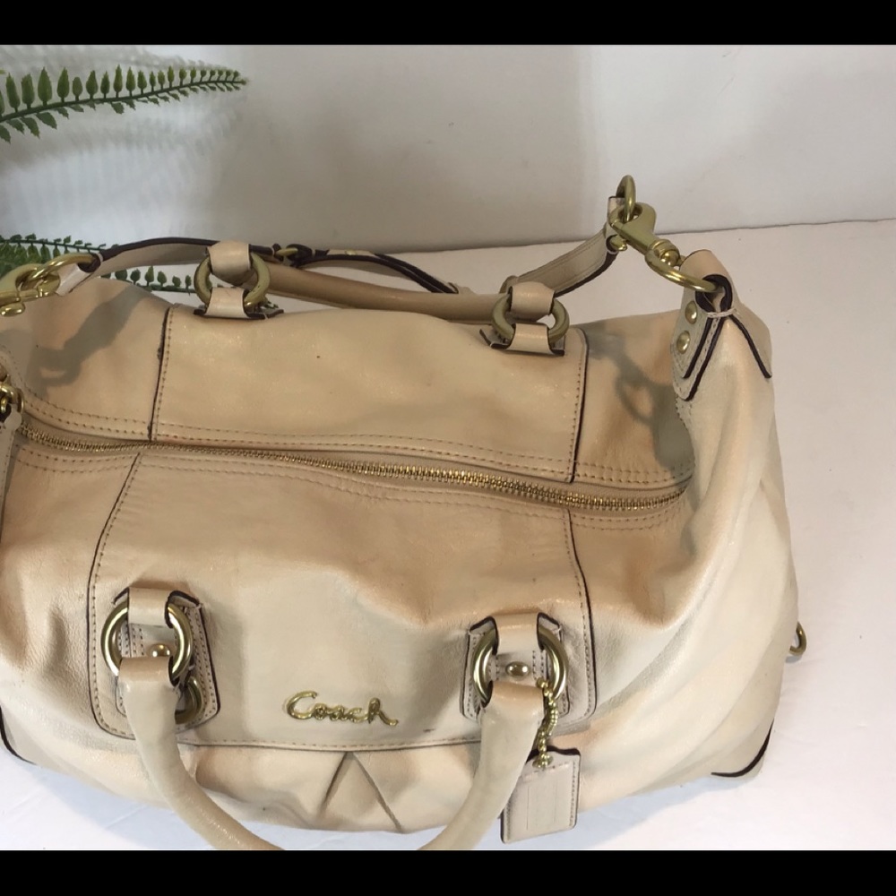 COACH ASHLEY IVORY LEATHER SATCHEL HANDBAG - Picture 9 of 16